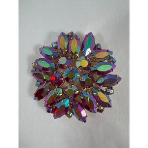 Vintage Juliana Statement Red Iridescent AB Faceted Rhinestones Brooch Pin